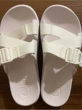 Chaco Cream Adjustable Strap Slide Sandals